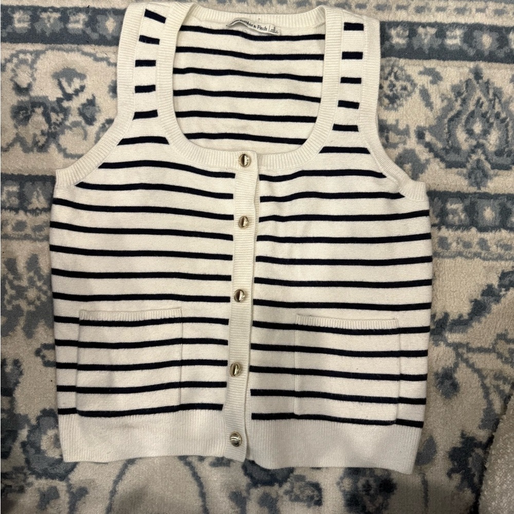 Abercrombie & Fitch Navy and White Striped Sweater